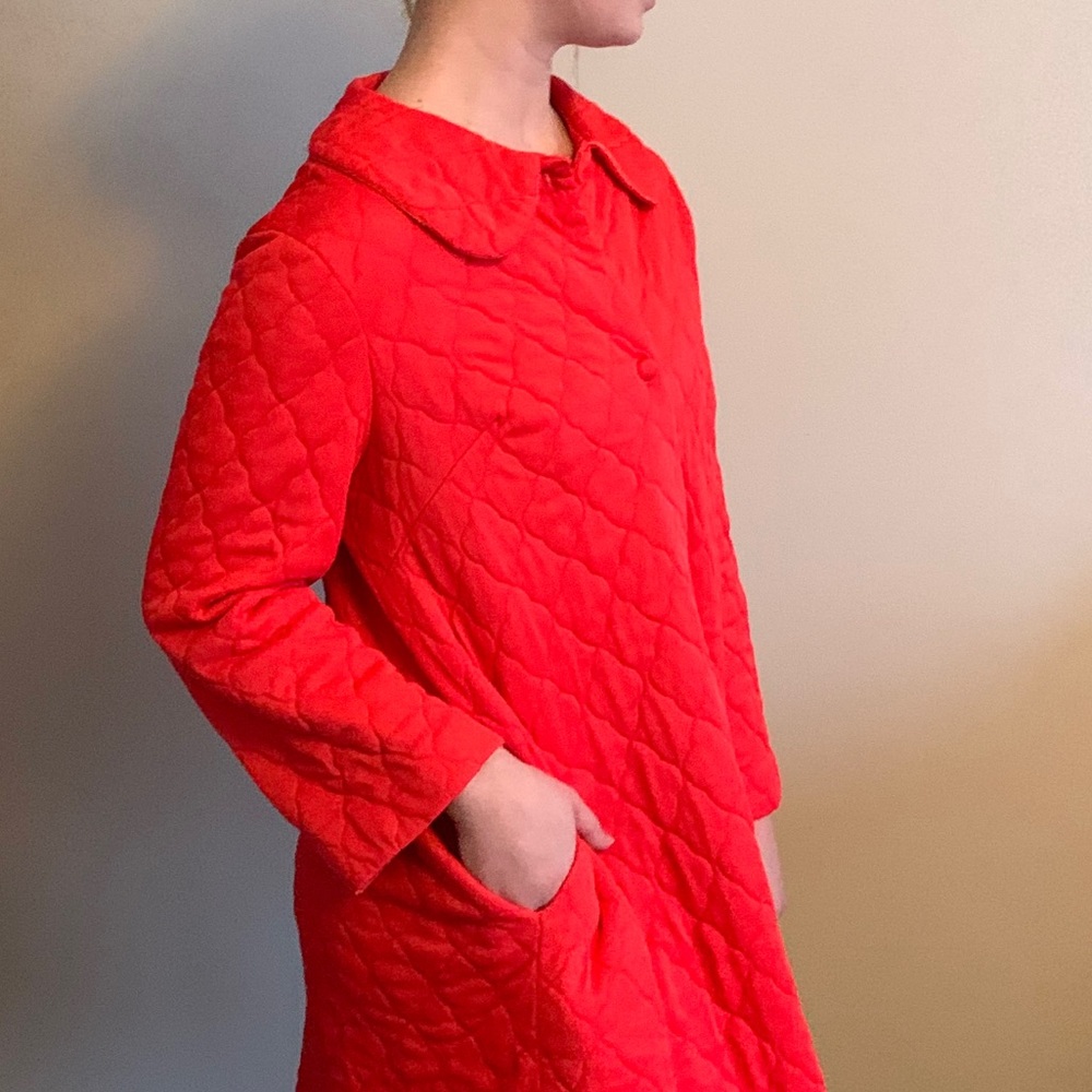 Vintage Lorraine Housecoat Robe Quilted Coral 12